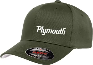 Plymouth Muscle Cars Logo New Side Panel Fully Embroidered Flexfit 6277 Athletic Baseball Fitted Hat Cap