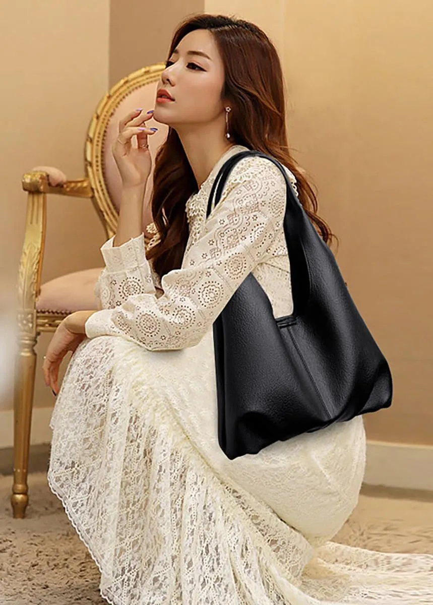 Pocadri Soft Vegan Leather Shoulder Bag for Women Fashion Purse Large Dumpling Totes Handbag 2pcs Set Top Handle Satchel