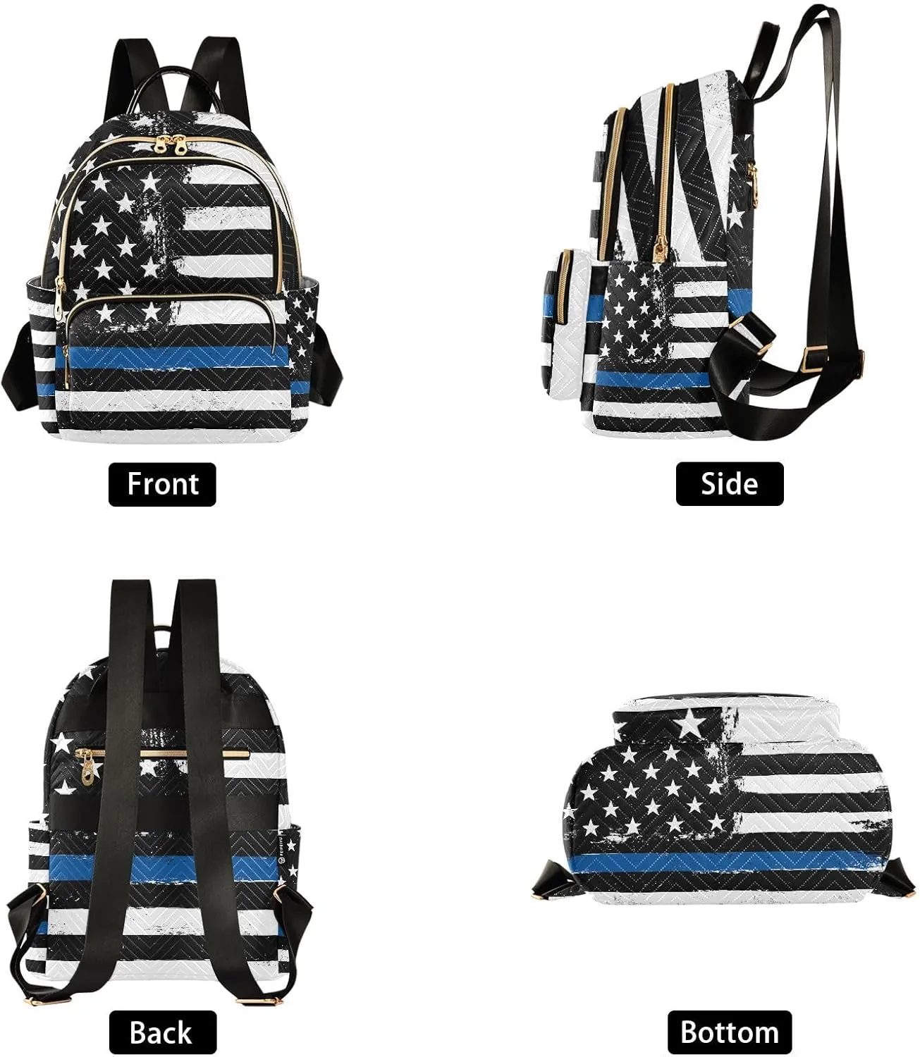 Police Blue Line Flag Mini Backpack for Women, LightWeight Travel Backpack Purse Shoulder Bag Small Casual Daypack for Womens