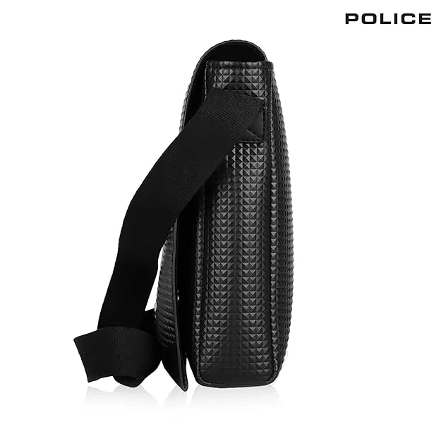 Police Pyramid Messenger Bag- Black