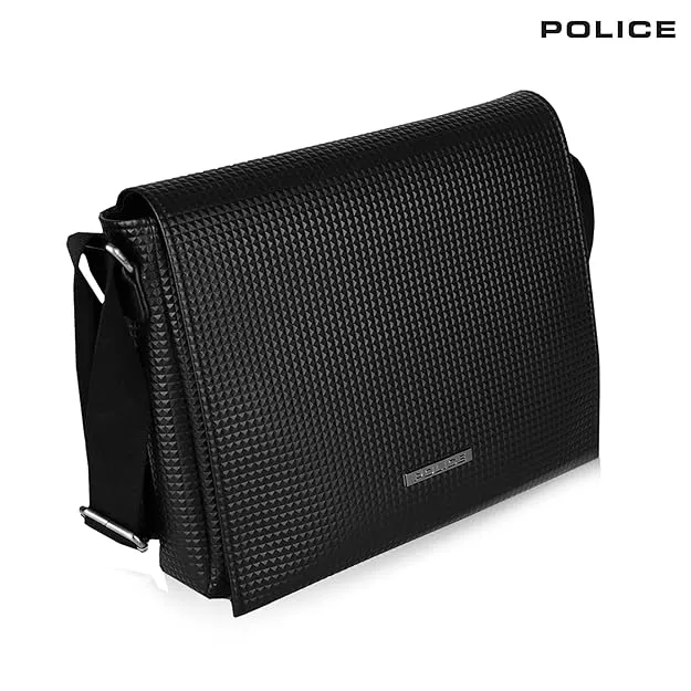 Police Pyramid Messenger Bag- Black