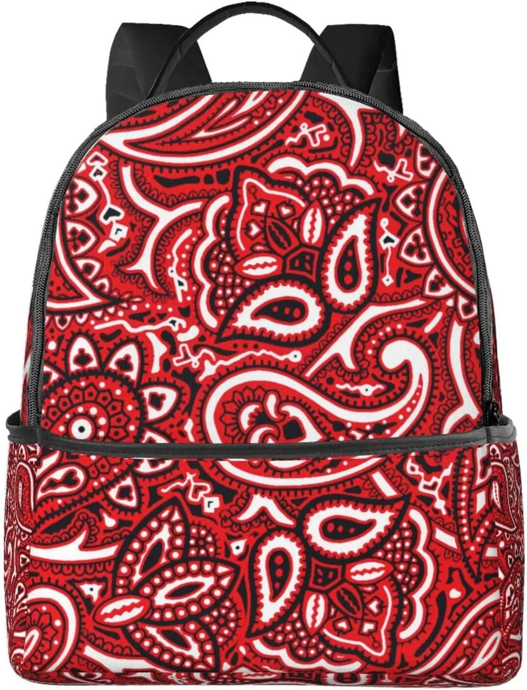 Polyester Backpack for Paisley Bandana Red Travel Hiking Daypack - Big Capacity Multipurpose Business Anti-Theft Bookbag for Wonen Men