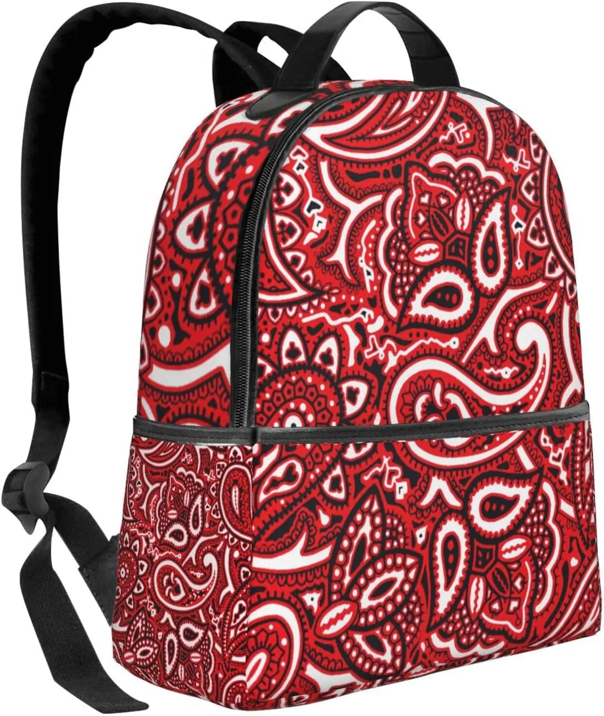 Polyester Backpack for Paisley Bandana Red Travel Hiking Daypack - Big Capacity Multipurpose Business Anti-Theft Bookbag for Wonen Men
