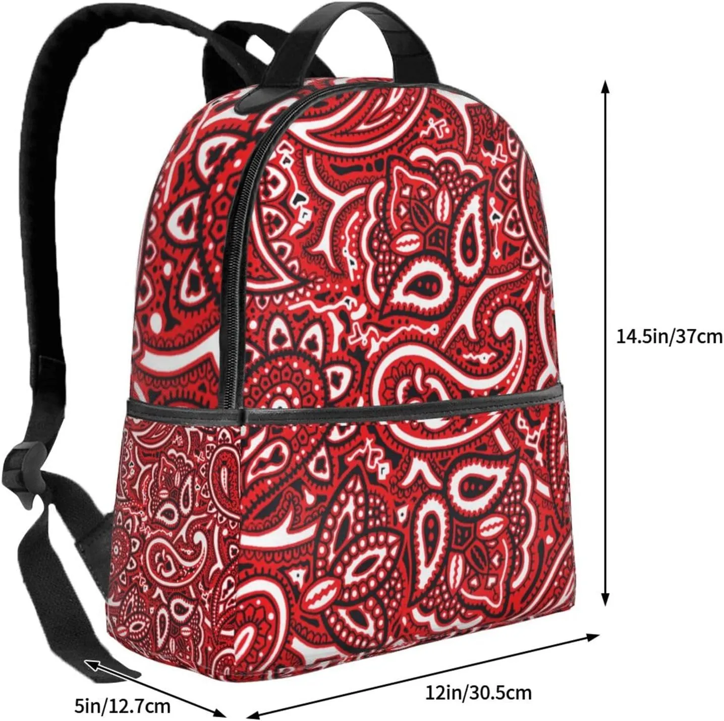 Polyester Backpack for Paisley Bandana Red Travel Hiking Daypack - Big Capacity Multipurpose Business Anti-Theft Bookbag for Wonen Men