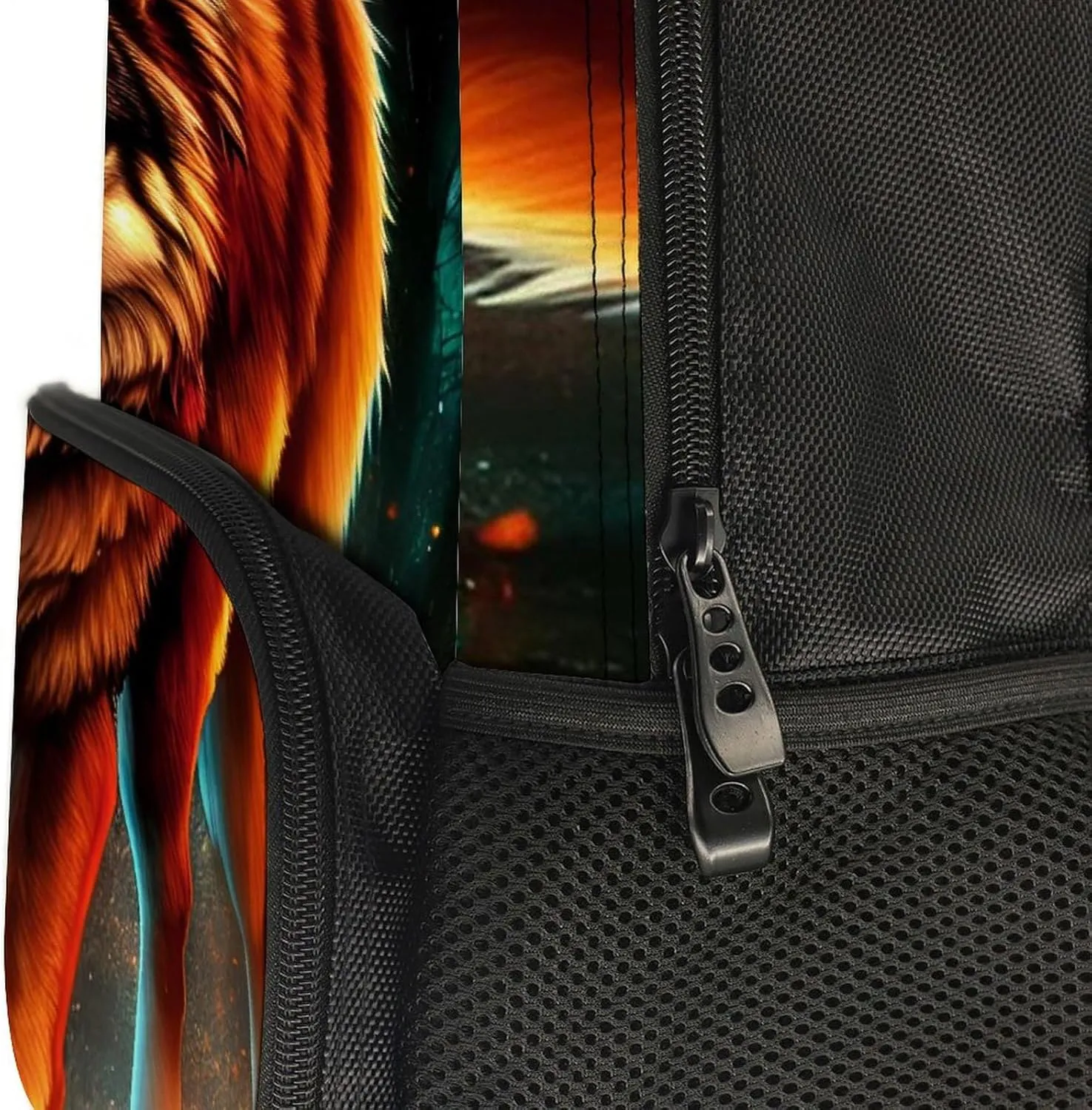 Polyester Daypack Bookbag for Gym Business Bicycle - Large Capacity Multipurpose Anti-Theft Carry On Bag, Wolf Glare Art Travel Hiking Daypack