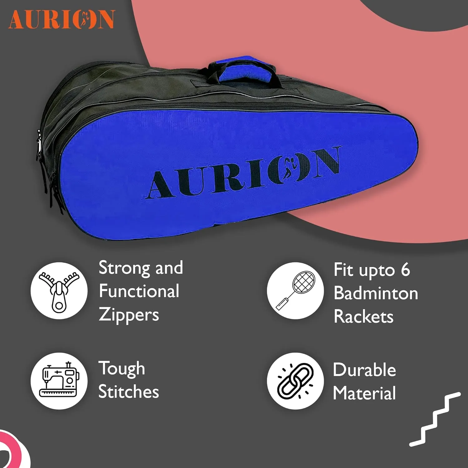 Polyester Waterproof and Dustproof Polyester Badminton, Squash Single Shoulder 6 Racquet Bag