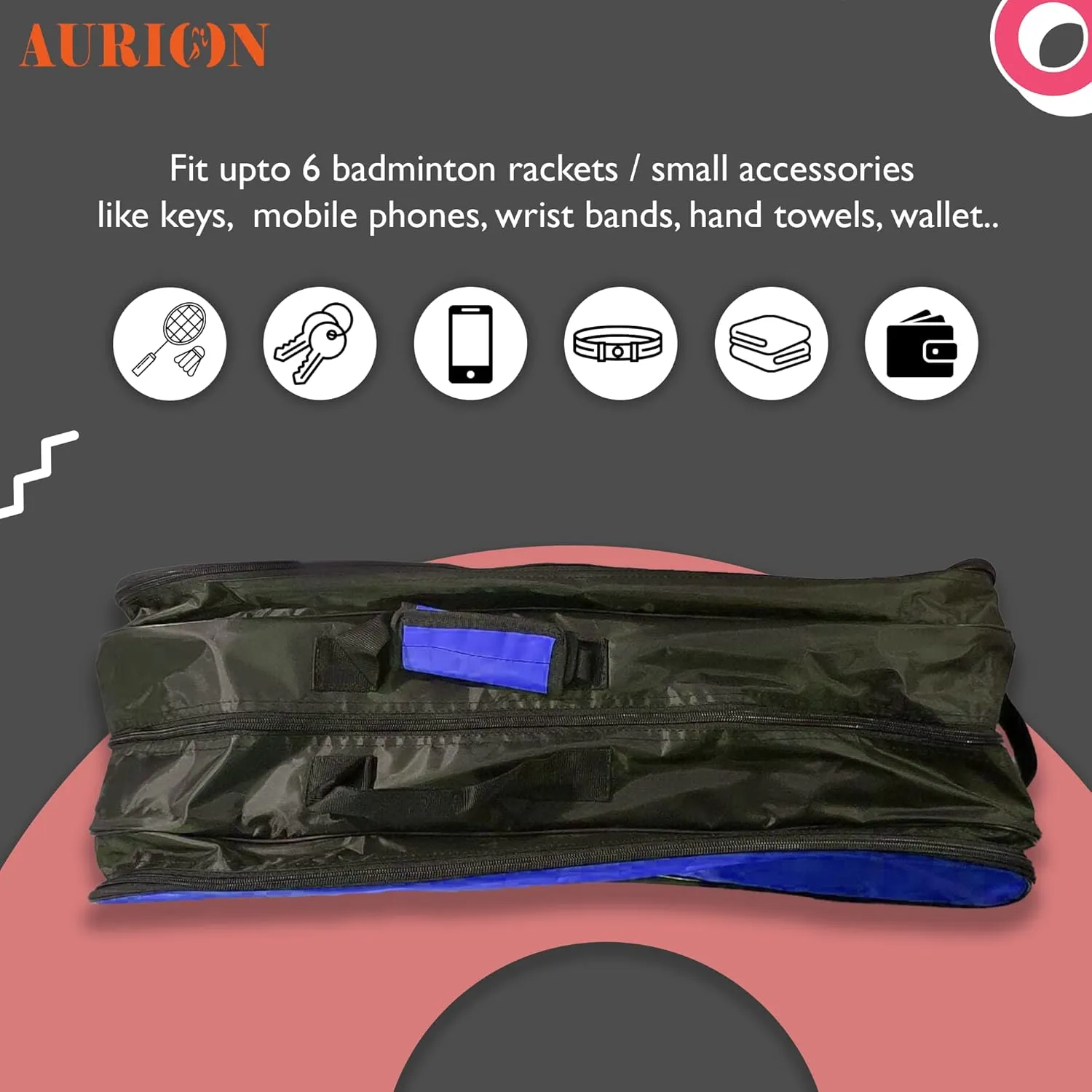 Polyester Waterproof and Dustproof Polyester Badminton, Squash Single Shoulder 6 Racquet Bag