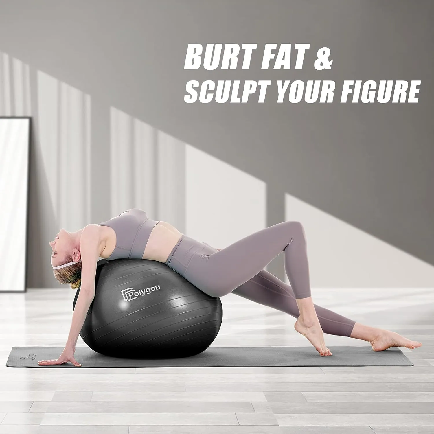 Polygon Exercise Ball - Professional Grade Anti-Burst Fitness Yoga Ball for Pilates, Pregnancy, Balance, Stability - Ideal for Home, Office, and Gym Workouts