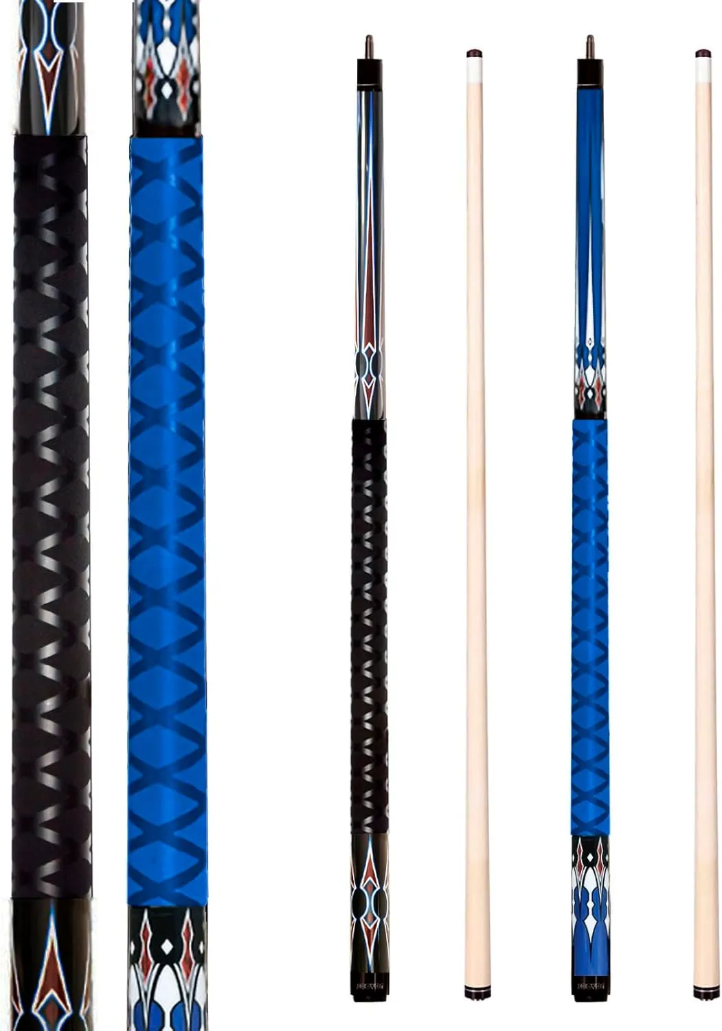 Pool Sticks Set of 4 and Pool Sticks Set of 2 with 13mm Cue Tip 58" Pool Cue with Rubber Anti-Skid Sleeve