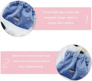 POPETPOP Cosmetic Bag for Women, Small Portable Blue Makeup Purse for Travel, Aesthetic Storage for Women, Girls