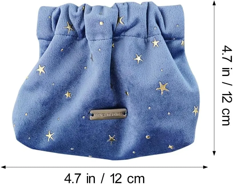 POPETPOP Cosmetic Bag for Women, Small Portable Blue Makeup Purse for Travel, Aesthetic Storage for Women, Girls