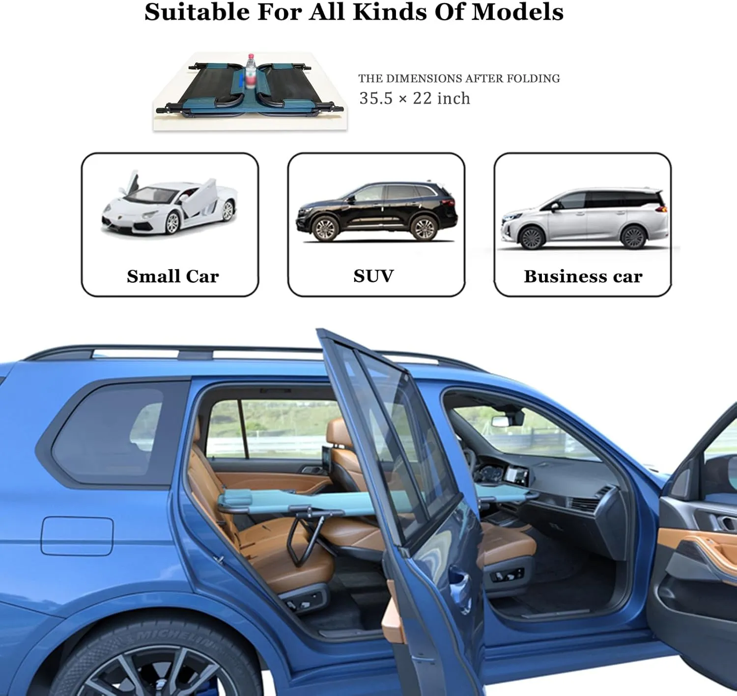 Portable Folding Camping Cot Car Trave Bed Non-Inflatable Portable Universal Sleeping Solution Camp Essentials Bed Office Outdoor Camping Bed Road Trip Camping Bed