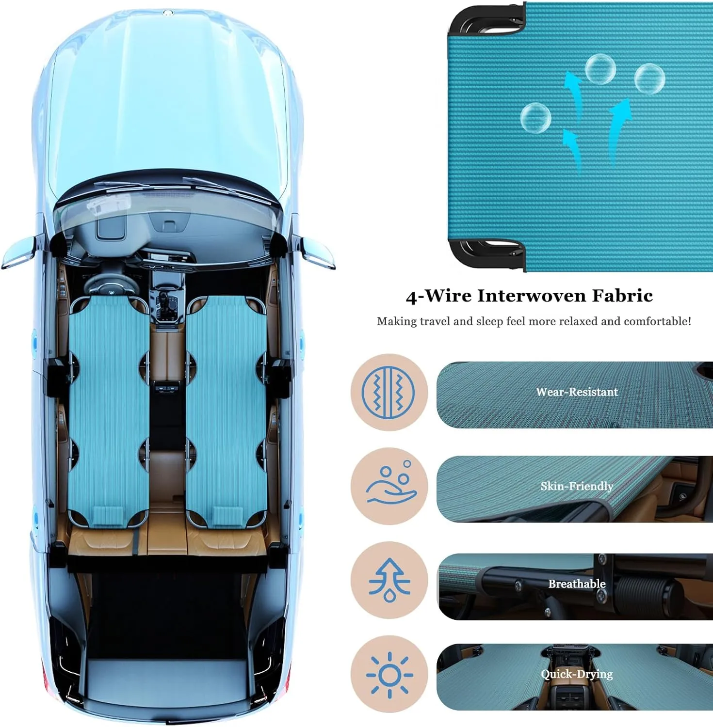 Portable Folding Camping Cot Car Trave Bed Non-Inflatable Portable Universal Sleeping Solution Camp Essentials Bed Office Outdoor Camping Bed Road Trip Camping Bed