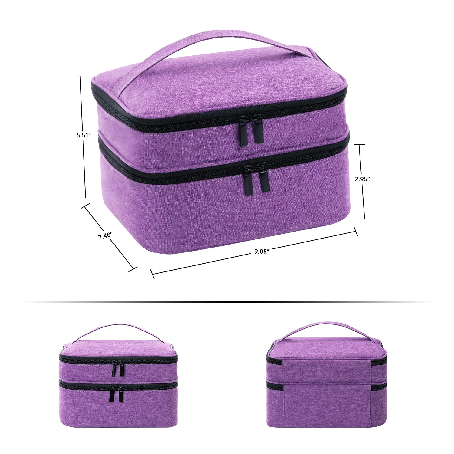 Portable Nail Polish Carrying Case, Holds 30 Bottles, Double Layer Design Nail Polish Holder, Professional Travel Organizer Bag for Nail Varnish and Manicure Set (Purple)