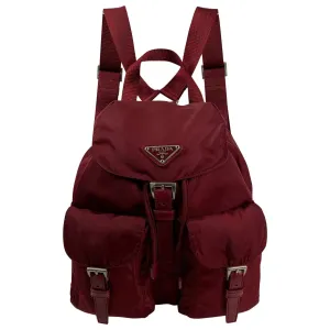 Prada re-nylon burgundy cloth backpacks