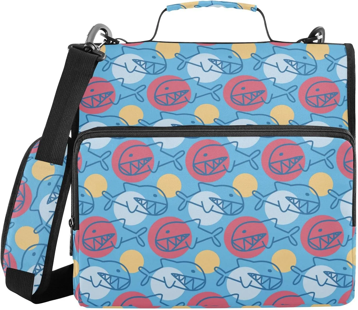 Predatory Fish Shark Teeth Binder Bag 3 Ring Binder Trapper Keeper Zipper Binders Organizer for Office