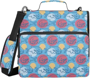 Predatory Fish Shark Teeth Binder Bag 3 Ring Binder Trapper Keeper Zipper Binders Organizer for Office