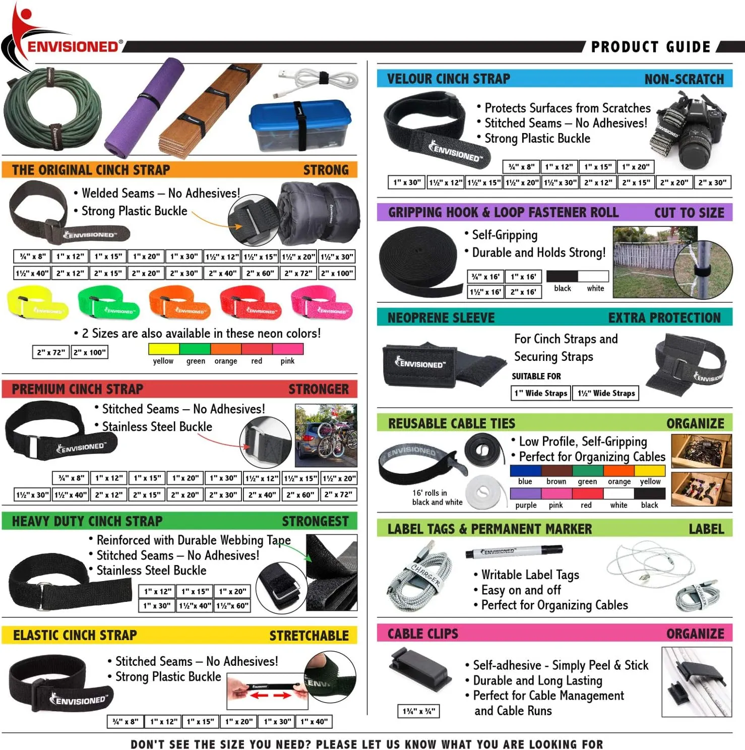 Premium Cinch Straps with Stainless Steel Metal Ring (Buckle), Reusable Durable Hook and Loop, Multipurpose Securing Straps 4 Pack - 2" x 60"
