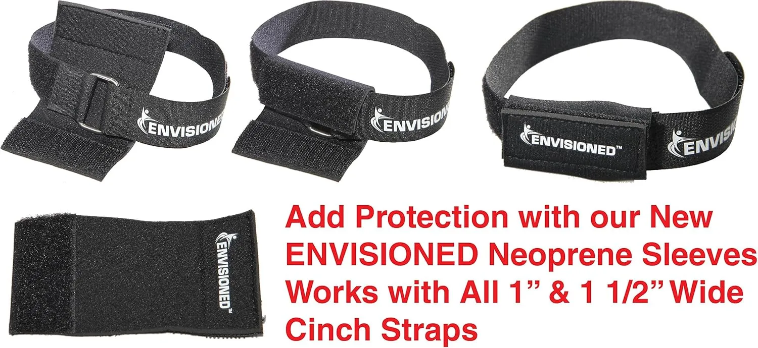 Premium Cinch Straps with Stainless Steel Metal Ring (Buckle), Reusable Durable Hook and Loop, Multipurpose Securing Straps 4 Pack - 2" x 60"