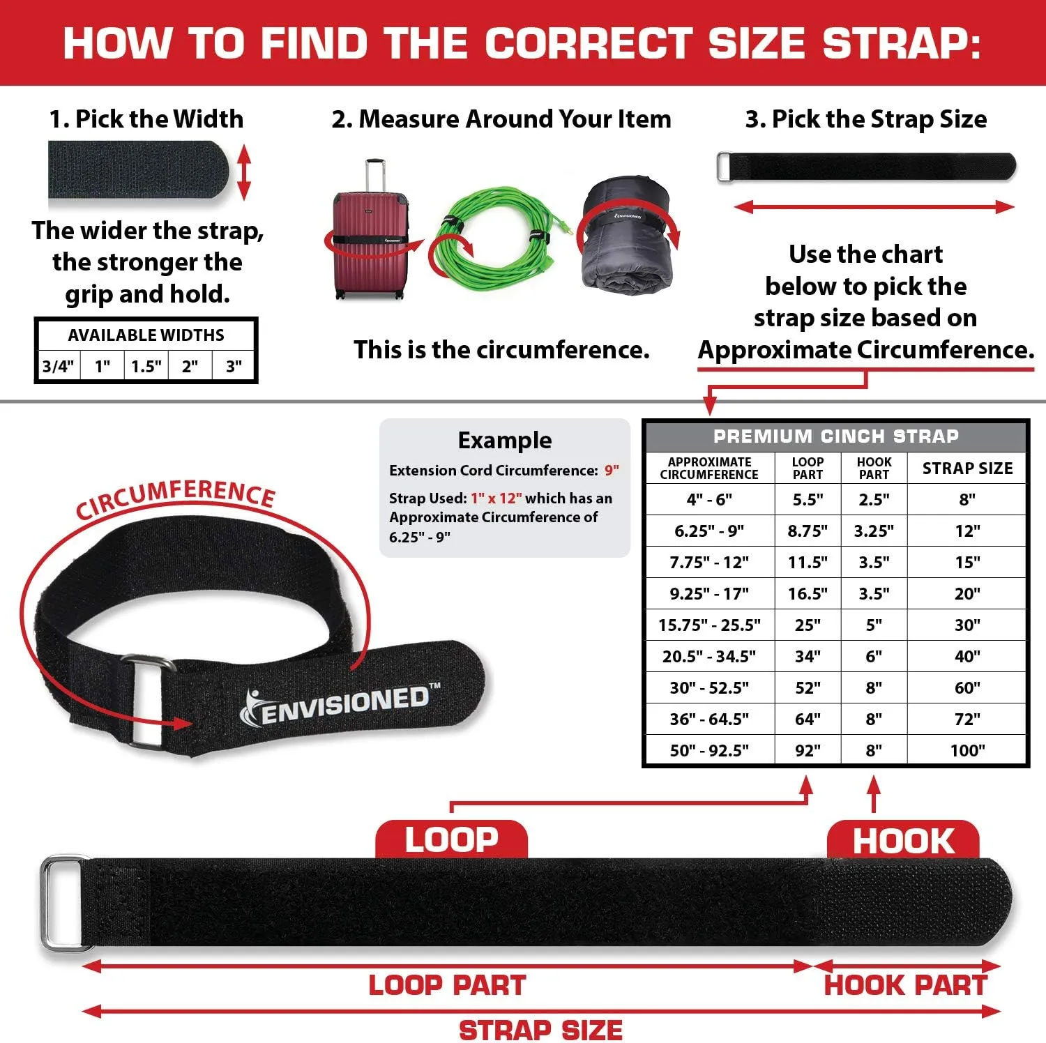 Premium Cinch Straps with Stainless Steel Metal Ring (Buckle), Reusable Durable Hook and Loop, Multipurpose Securing Straps 4 Pack - 2" x 60"