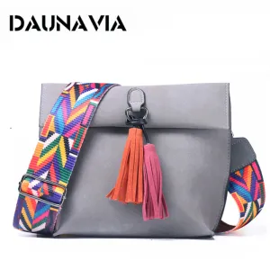 Premium customer care Women Messenger with Female Exclusive Bag Handbags Brand Bags colorful Crossbody tassel bags Bag DAUNAVIA Designer Shoulder Women strap