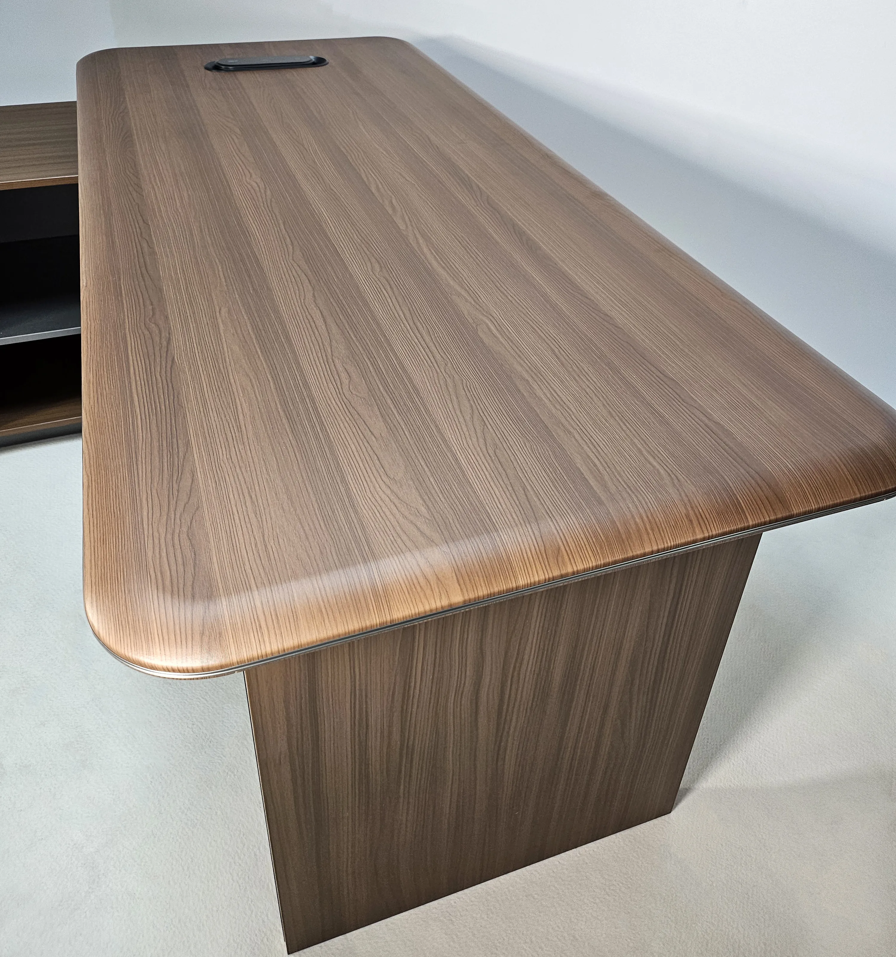 Premium Executive Corner Office Desk in American Walnut Melamine - Desktop Power Included - 1600mm, 1800mm, 2000mm - DG27-D01