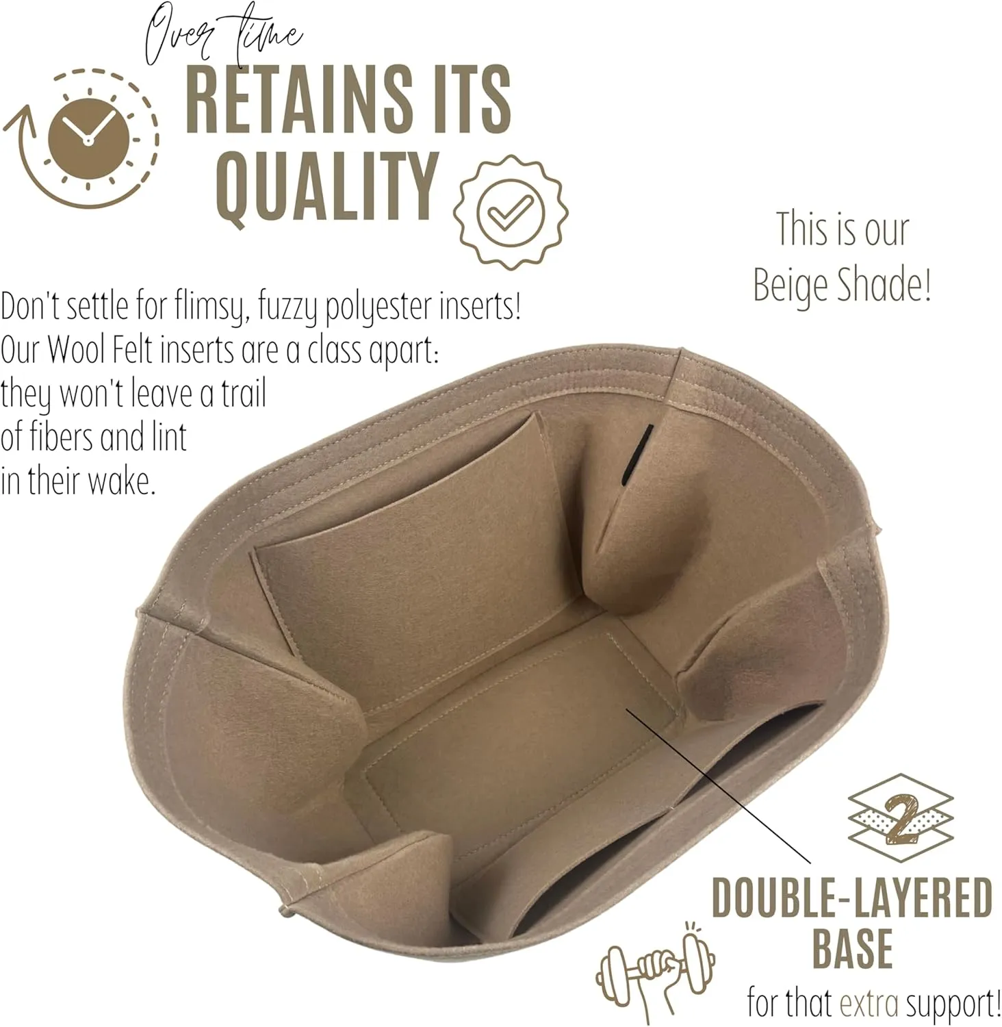 Premium Purse Organizer compatible with Cyme Bag Organizer - Handmade Tote Bag Insert 2mm Felt, Perfect Fit for Mini/Large Tote, Snug Sturdy (Cognac, For Mini Cym*)