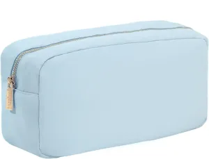 Preppy Stuff Makeup Bag Travel Toiletry Bag for Women Water-resistant Nylon Zipper Cosmetic Pouch with Four Pockets (L,Light Blue)