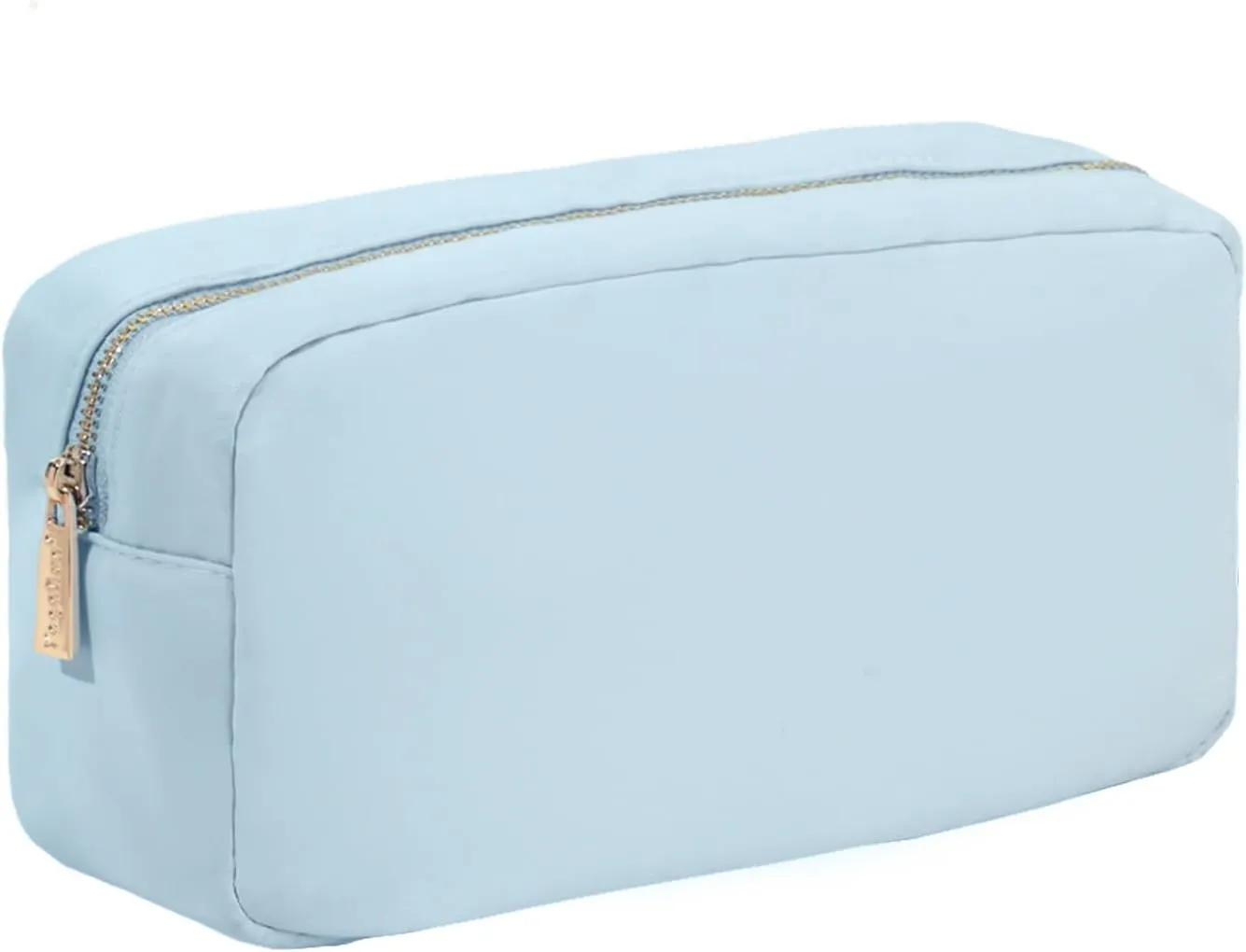 Preppy Stuff Makeup Bag Travel Toiletry Bag for Women Water-resistant Nylon Zipper Cosmetic Pouch with Four Pockets (L,Light Blue)