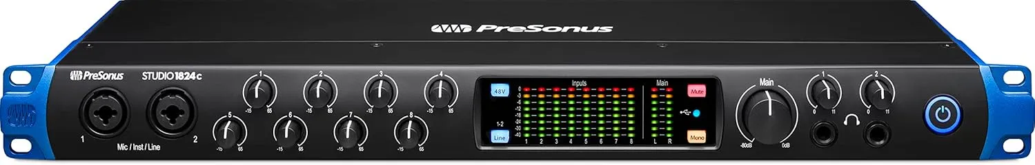 PreSonus Studio 1824c 18x20, 192 kHz, USB Audio Interface with Studio One Artist and Ableton Live Lite DAW Recording Software