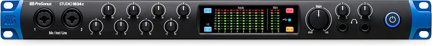 PreSonus Studio 1824c 18x20, 192 kHz, USB Audio Interface with Studio One Artist and Ableton Live Lite DAW Recording Software