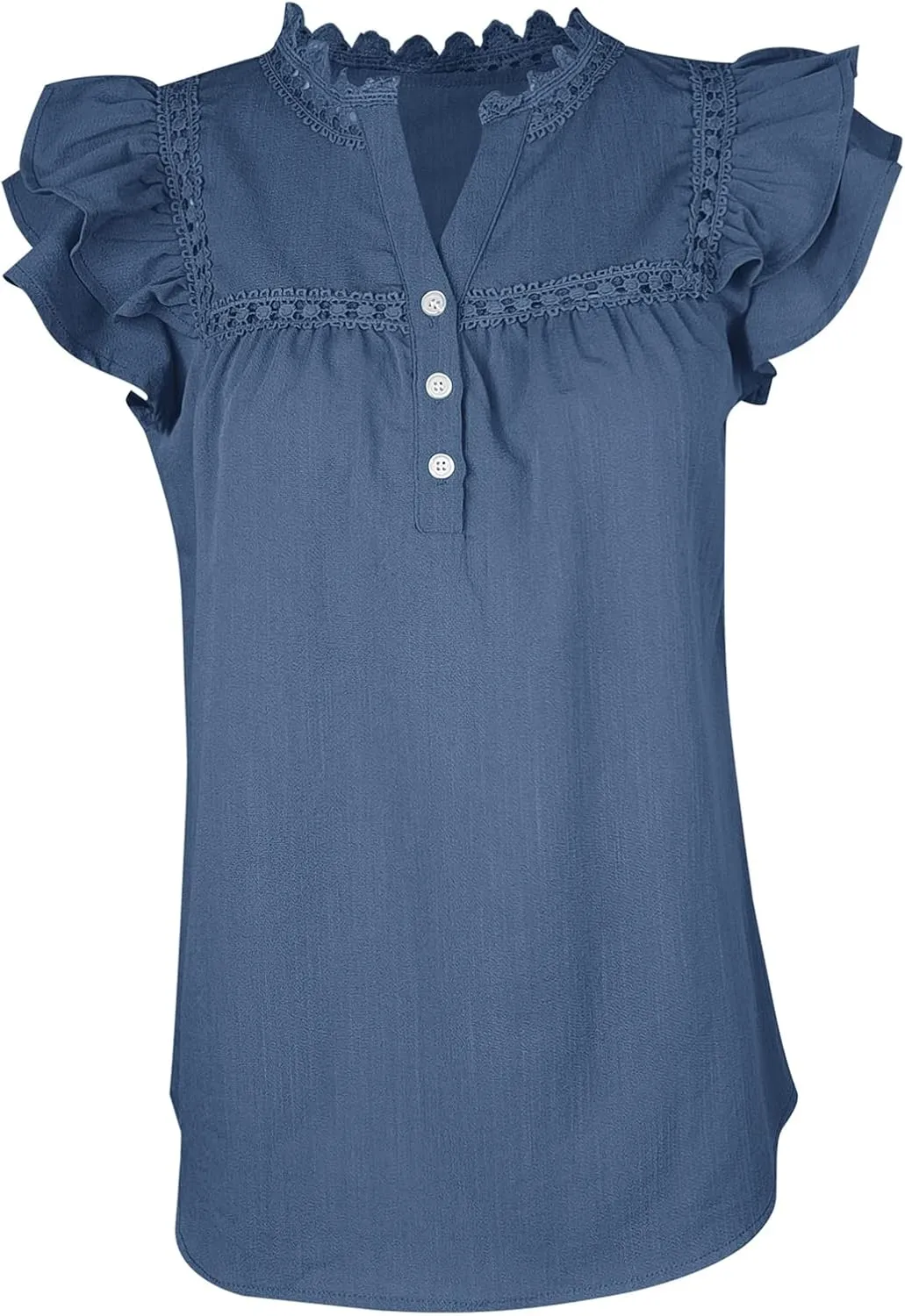 PRETTODAY Women's V Neck Lace Crochet Shirts Button Down Short Sleeve Casual Blouse Tops