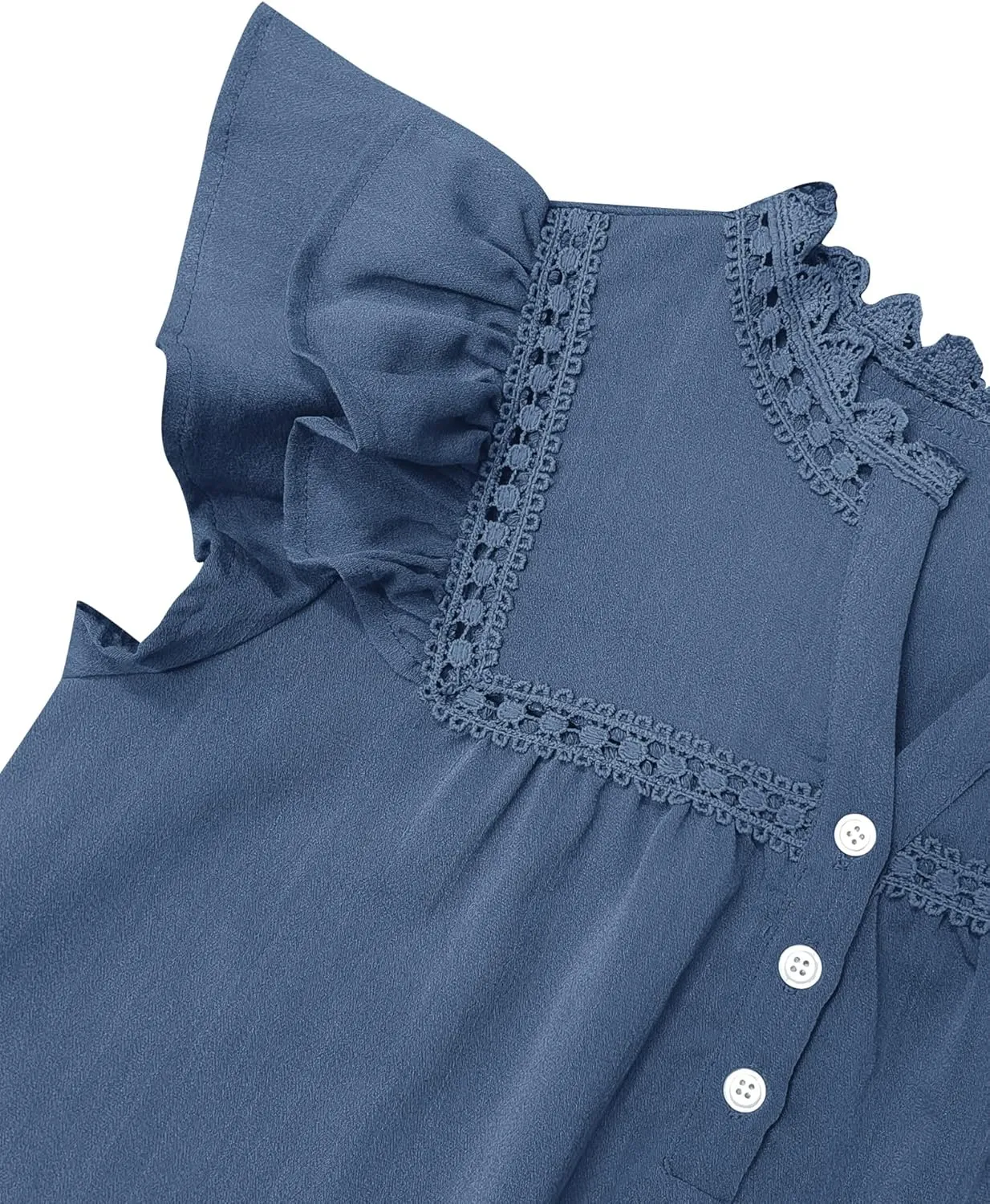 PRETTODAY Women's V Neck Lace Crochet Shirts Button Down Short Sleeve Casual Blouse Tops