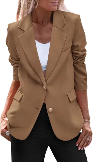 PRETTYGARDEN Women's Spring Fall Business Casual Blazers Long Sleeve Notch Lapel Trendy Work Office Blazer Jackets Outerwear