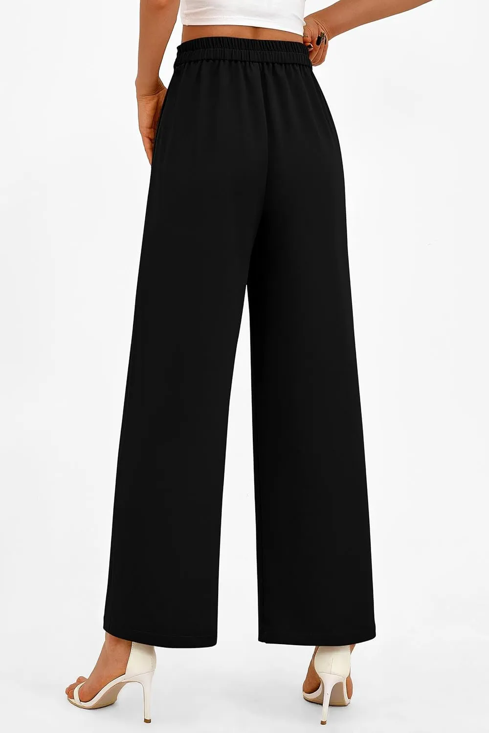 PRETTYGARDEN Women's Wide Leg Dressy Pants High Waisted Fashion Business Casual Work Office Trousers Palazzo Pant