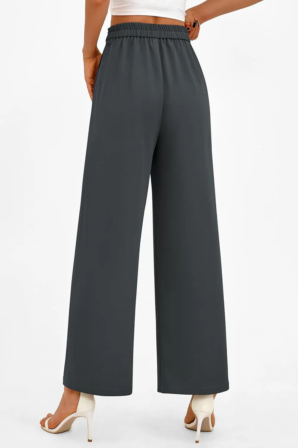 PRETTYGARDEN Women's Wide Leg Dressy Pants High Waisted Fashion Business Casual Work Office Trousers Palazzo Pant