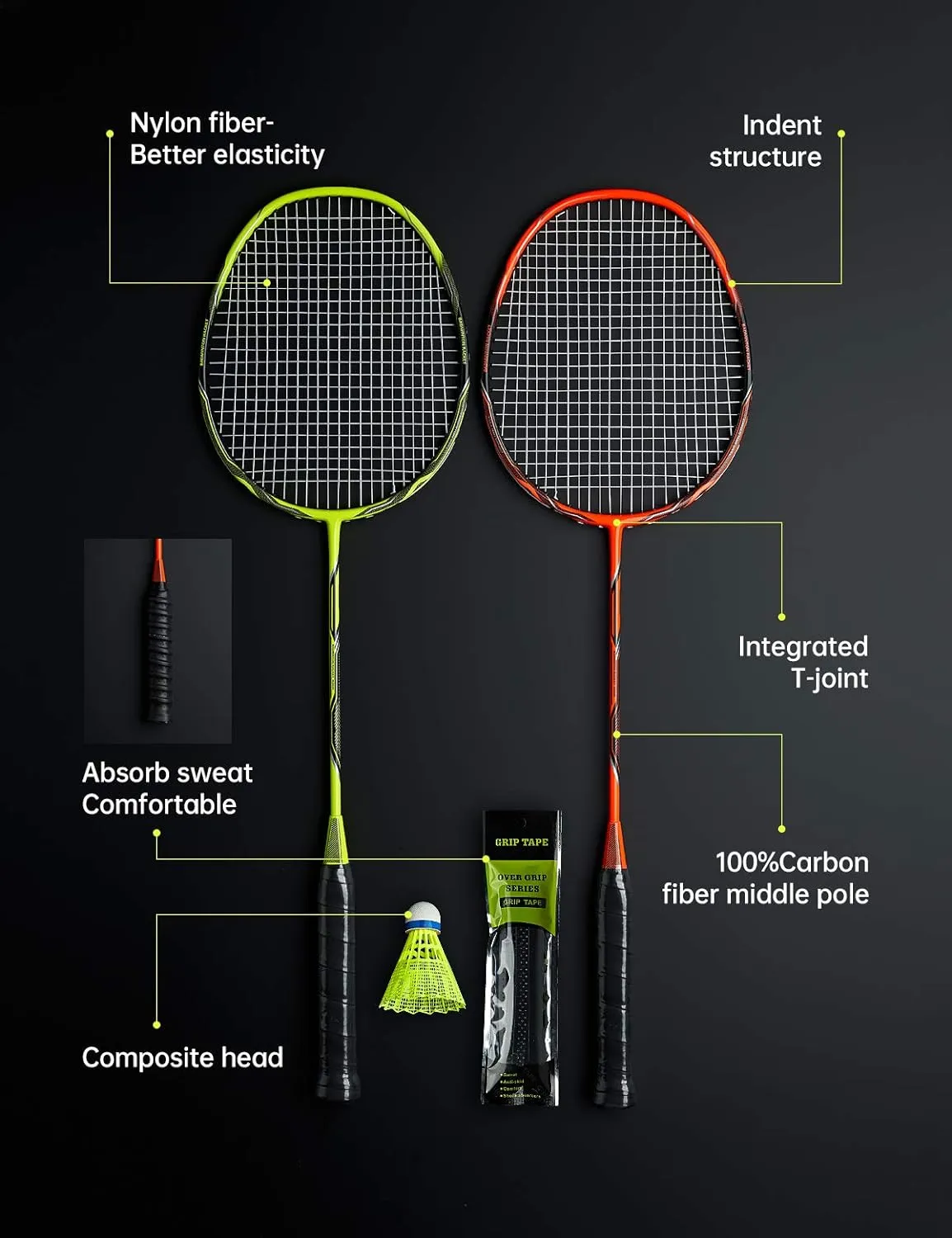 Professional Carbon Fiber Badminton Rackets Badminton Racquet for Backyards Gym