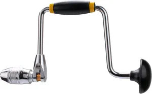 Professional Carpenters Bit Brace Hand Crank Drill with 12-Inch Swing Arm,with 4 claws, Steel and Plastic Construction