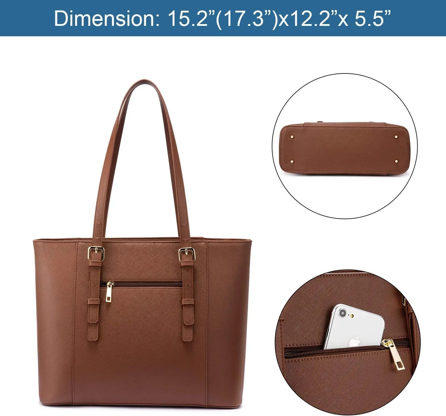 Professional Laptop Purse Tote Bag with Padded Compartment Fits Up to 15.6 Inch Computer, N°1-Coffee