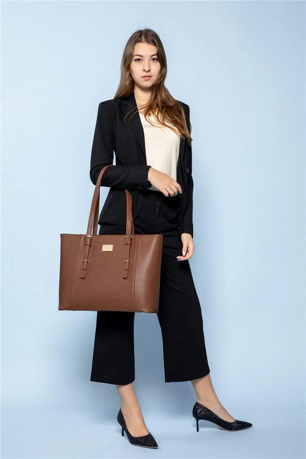 Professional Laptop Purse Tote Bag with Padded Compartment Fits Up to 15.6 Inch Computer, N°1-Coffee