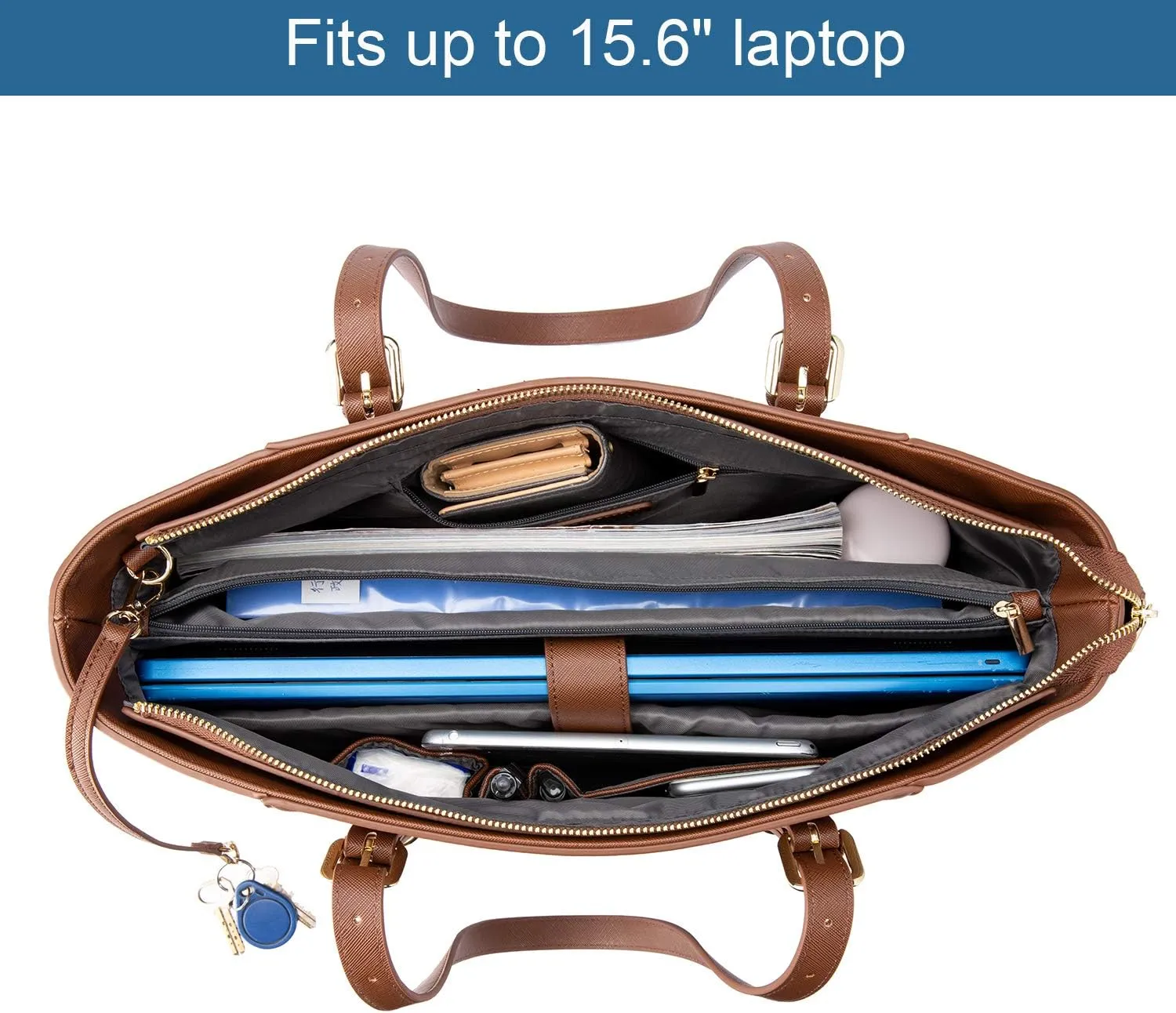 Professional Laptop Purse Tote Bag with Padded Compartment Fits Up to 15.6 Inch Computer, N°1-Coffee