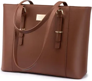 Professional Laptop Purse Tote Bag with Padded Compartment Fits Up to 15.6 Inch Computer, N°1-Coffee
