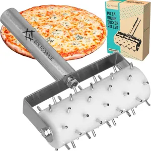 Professional Pizza Dough Docker Stainless Steel Pizza Roller with Spikes Pastry Dough Docker for Crackers, Homemade Bread, Pie, Cake, Cookies