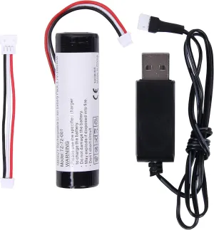 Professional Rechargeable Li-Ion Battery for AKAI EWI 5000 EWI Solo with Extension Cable and USB 2.0 Male Charging Cable Replacement Lithium Ion Battery Pack PH2.0 (18650ZY/Black/Sales Set)