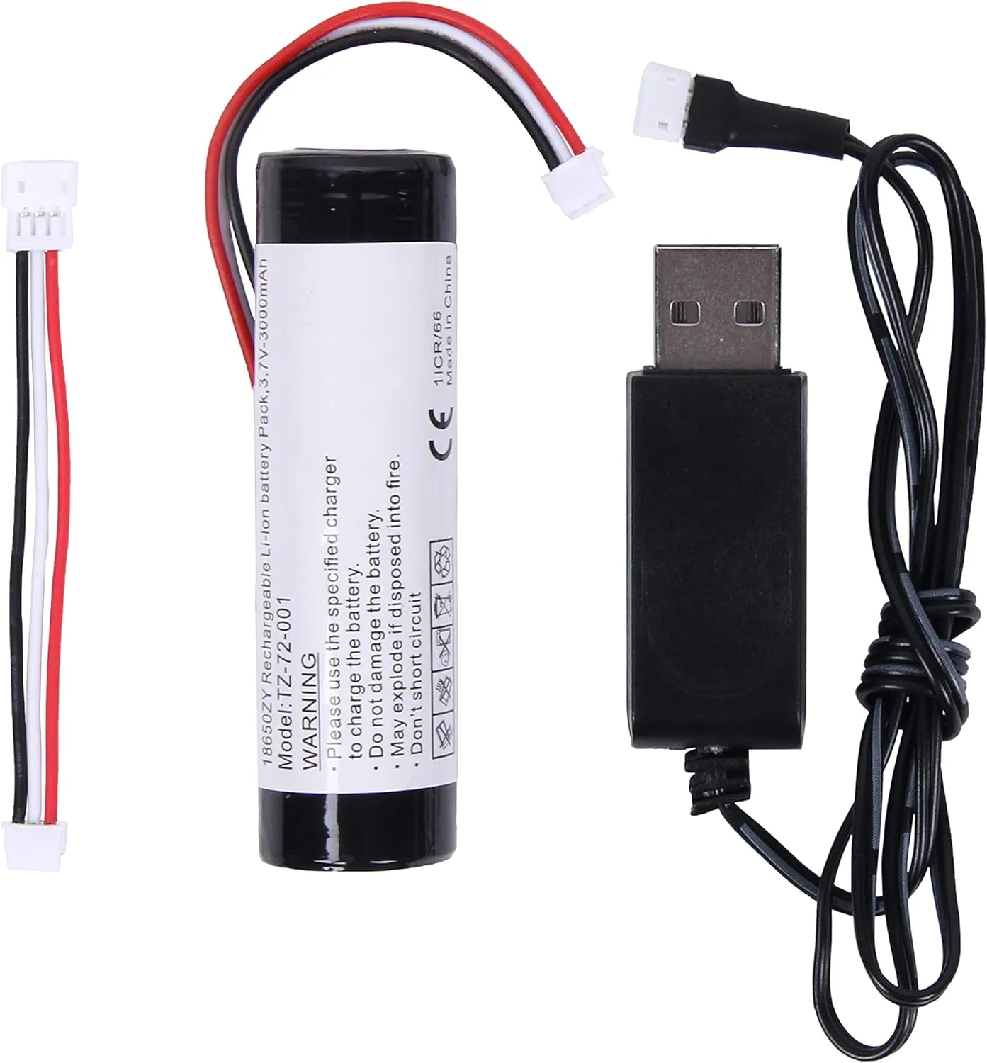 Professional Rechargeable Li-Ion Battery for AKAI EWI 5000 EWI Solo with Extension Cable and USB 2.0 Male Charging Cable Replacement Lithium Ion Battery Pack PH2.0 (18650ZY/Black/Sales Set)