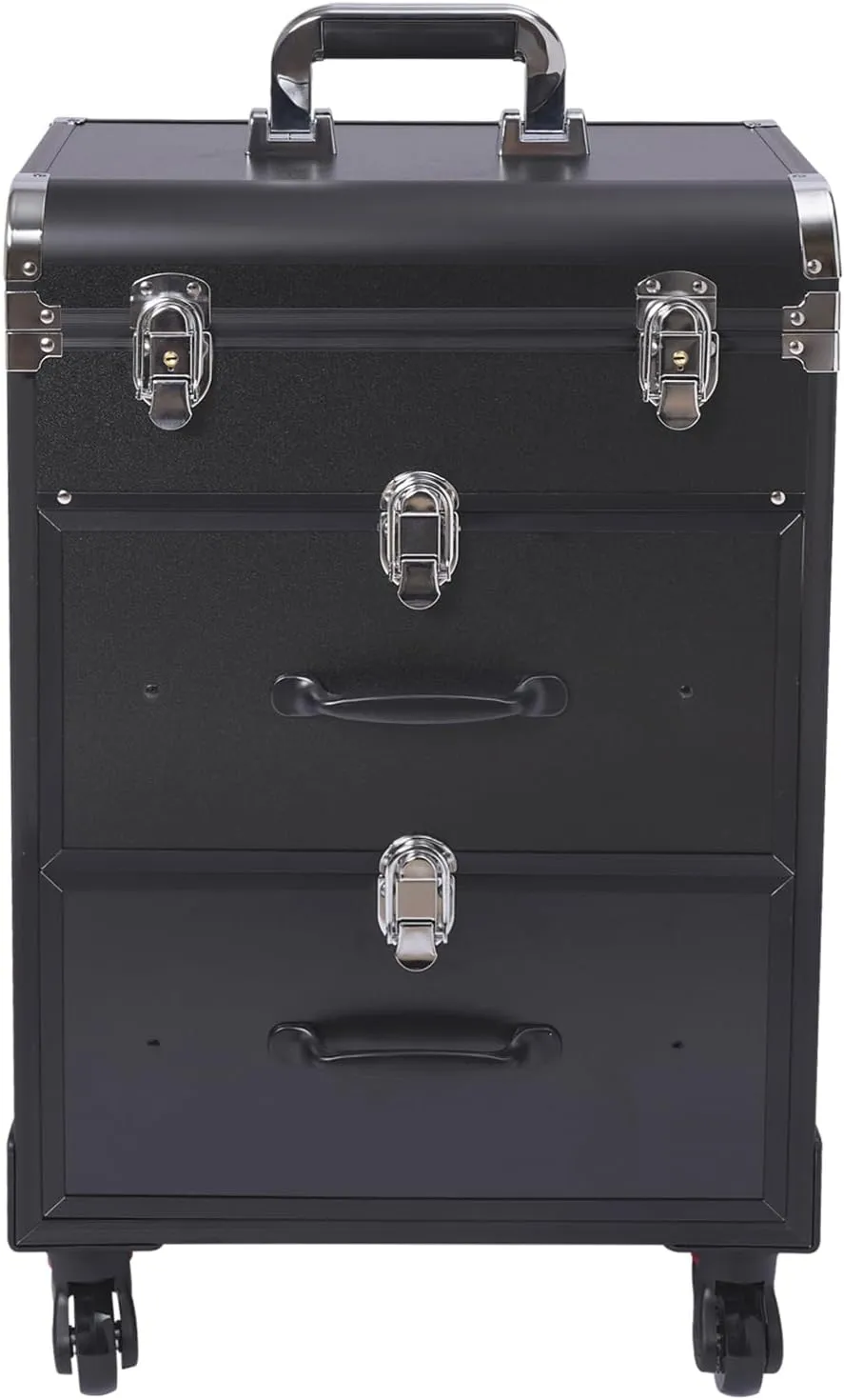 Professional Rolling Makeup Train Case with Drawers, 3 Laryer Large Cosmetic Trolley with Locks, Cosmetics Storage Organizer Make up Case for Professional Make-up Artists, Hairdressers