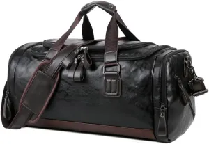 Pu Leather Large Capacity Bag Men's Business Trip Duffel Travel Backpack Hand Bill Shoulder Duffel Bag