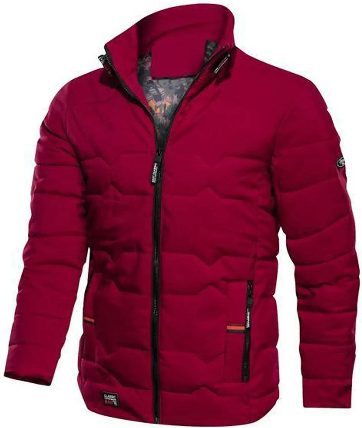 Puffer Jacket for Men Winter Warm Lightweight Coat Full Zip Water Repellent Windproof Insulated Hiking Travel Jacket