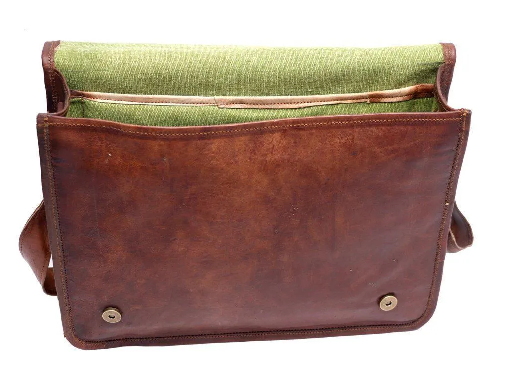 Pure Leather Vintage Leather Cross-body Messenger Satchel Bag(13.3 Inches)