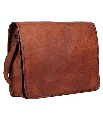 Pure Leather Vintage Leather Cross-body Messenger Satchel Bag(13.3 Inches)